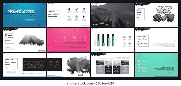 Plantilla de diseño de presentación de negocios, elementos de infografía verde azul sobre fondo blanco. Diseño de manchas, Casas y arquitectura, ciudad. Diapositiva del Vector para el proyecto empresarial y la comercialización, monitor, Web