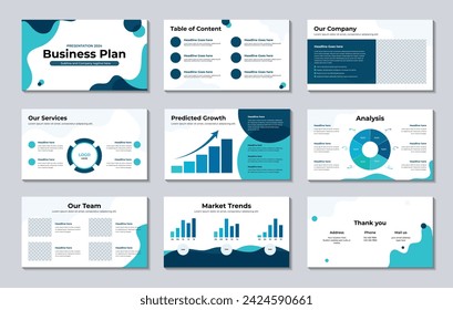 Business presentation design templates set. 