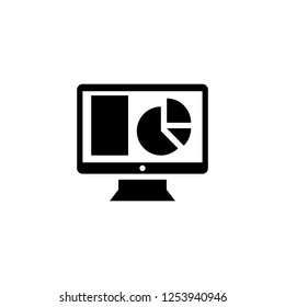 Business presentation at desktop screen vector icon