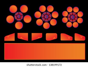 Business Presentation Diagram with five different colored fields for text and statistics