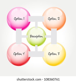 Business presentation diagram. Five fields for information.
