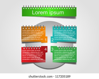 Business Presentation Diagram with four field different colored fields for text and statistics. In your options you can take out a field or two.