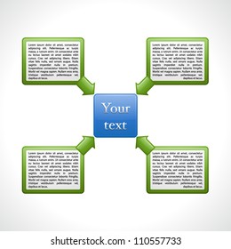 Business presentation diagram. Four fields for information.