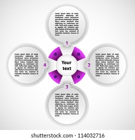 Business presentation diagram. Four fields for information.