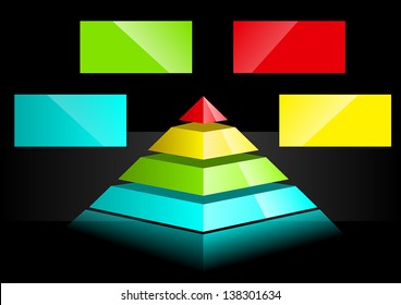 Business Presentation Diagram with multiple different colored fields for text and statistics