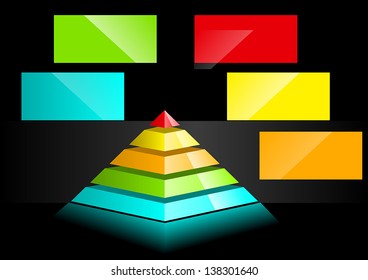 Business Presentation Diagram with multiple different colored fields for text and statistics