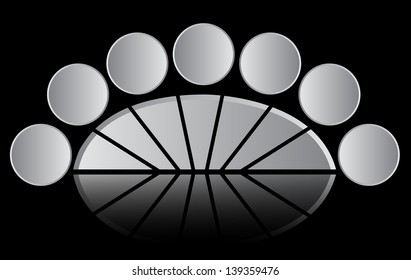 Business Presentation Diagram with multiple different colored fields for text and statistics