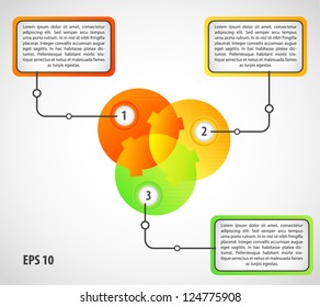 Business presentation diagram. Three fields for information.
