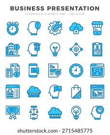 Business Presentation elements. Two Color web icon set. Simple vector illustration.