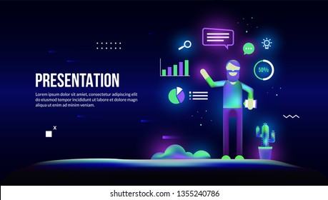 Business presentation in fantasy light art style.