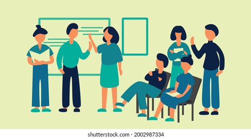 Business presentation of financial performance to the team - Vector illustration