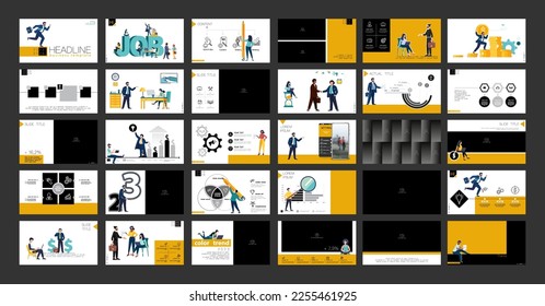 Business presentation, financial success, powerpoint, launching a new business project. Infographic design template, elements, background, set. A team of people creates a business, teamwork. Vector