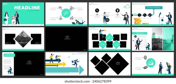 Business presentation, financial success, powerpoint, launching a new business project in Dubai.Infographic design template, elements, set.Team people