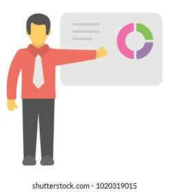 
Business presentation, flat icon. Pie chart analysis
