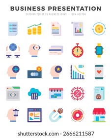 Business Presentation. Flat icons Pack. vector illustration.
