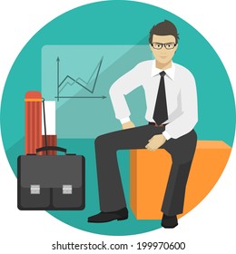 business presentation flat style and retro colors