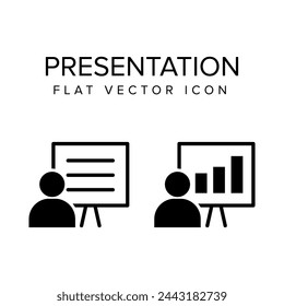 Conjunto de iconos de vector plano de presentación empresarial. Útil para presentaciones de ventas y reuniones