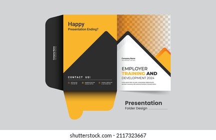 Business Presentation folder design. The layout is for posting information about the company, Modern geometric style.