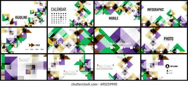 Plantilla geométrica de presentación empresarial. Diseño de tecnología digital, concepto de folleto o folleto o fondo geométrico de banner web