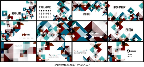 Plantilla geométrica de presentación empresarial. Diseño de tecnología digital, concepto de folleto o folleto o fondo geométrico de banner web