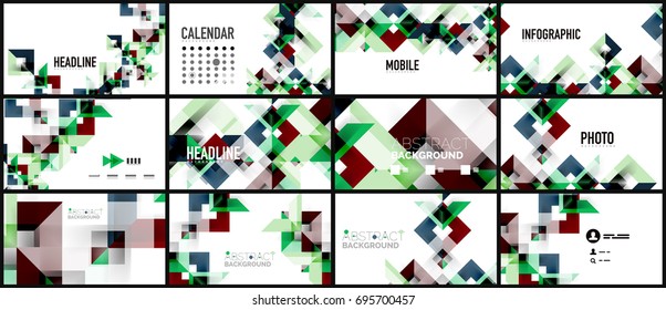 Plantilla geométrica de presentación empresarial. Diseño de tecnología digital, concepto de folleto o folleto o fondo geométrico de banner web