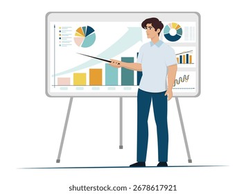 Business Presentation with Graphs Vector Illustration