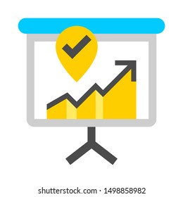 Business presentation of a growing graph. Flat icon