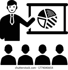 Business Presentation Icon / black vector graphics