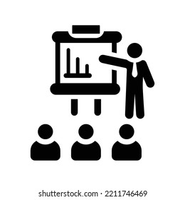 Icono de presentación de negocios. Gráficos vectoriales negros.