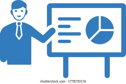 Business presentation icon / blue vector