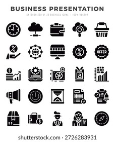Business Presentation Icon Bundle 25 Ícones para Sites e Aplicativos