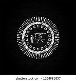 business presentation icon with chalkboard texture