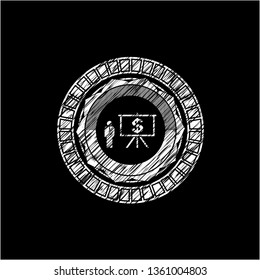 business presentation icon with chalkboard texture