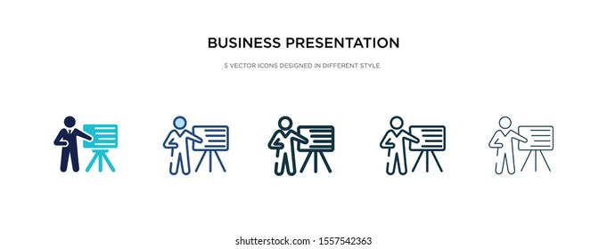 business presentation icon in different style vector illustration. two colored and black business presentation vector icons designed in filled, outline, line and stroke style can be used for web,