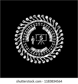 business presentation icon drawn on blackboard