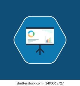Business presentation icon. Flip chart with growing graph, diagram. Whiteboard isolated on background. 