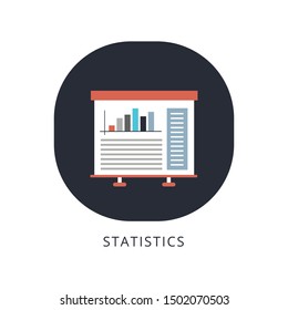 Business presentation icon. Flip chart with growing graph, diagram. Whiteboard isolated on background. 