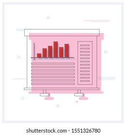 Business presentation icon. Flip chart with growing graph, diagram. Whiteboard isolated on background.