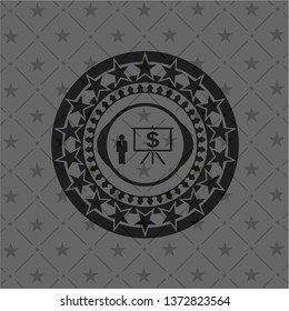 business presentation icon inside black emblem. Vintage.
