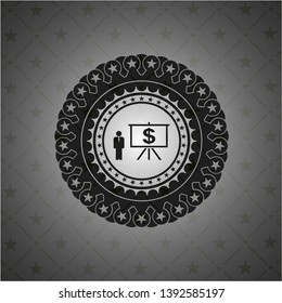 business presentation icon inside black emblem. Vintage.