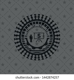 business presentation icon inside black emblem. Vintage.