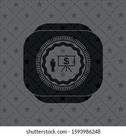 business presentation icon inside black emblem. Vintage.