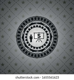 business presentation icon inside black emblem