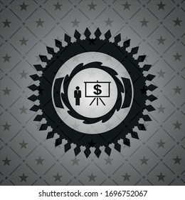 business presentation icon inside black badge