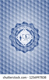 business presentation icon inside blue hexagon emblem.
