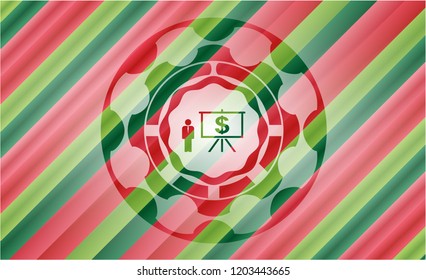 business presentation icon inside christmas emblem.