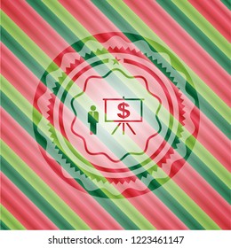 business presentation icon inside christmas style badge..