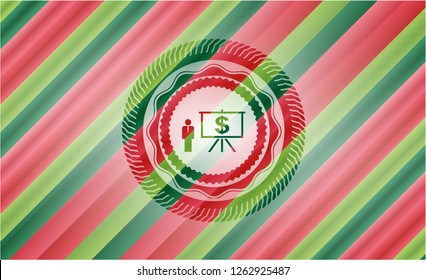 business presentation icon inside christmas emblem background.