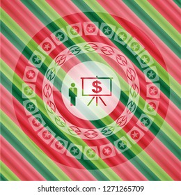 business presentation icon inside christmas badge.