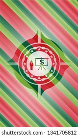 business presentation icon inside christmas colors style emblem.